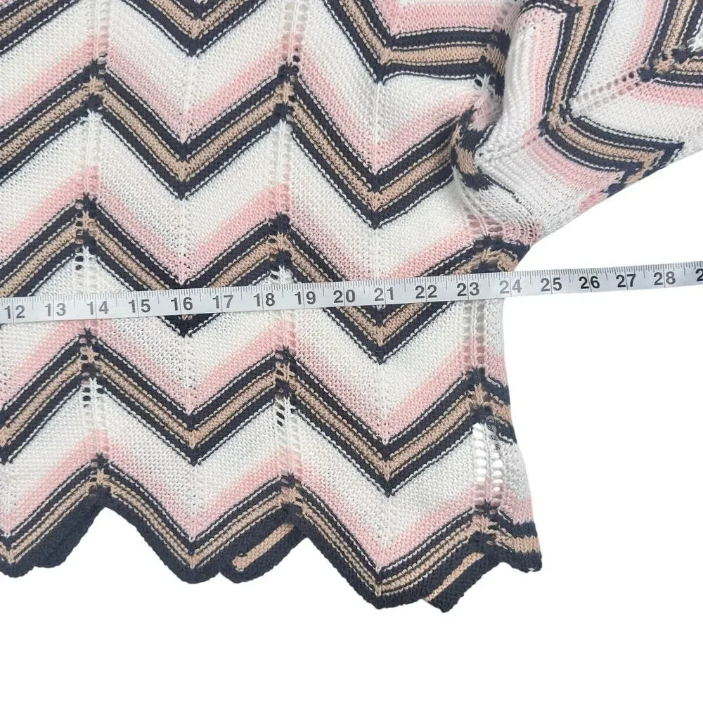 Audrey Parks | Women | Chevron Cropped Pointelle Crochet Knit Sweater | large